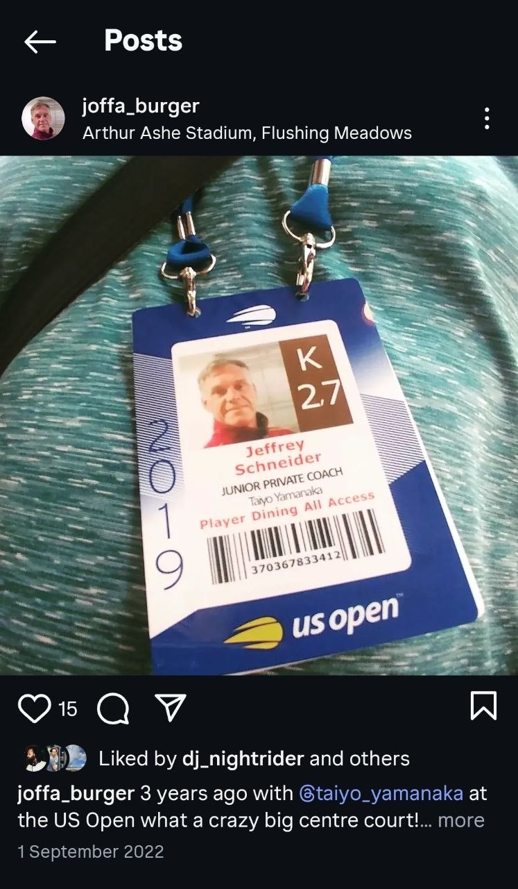US Open coaching credential - Jeffrey Schneider